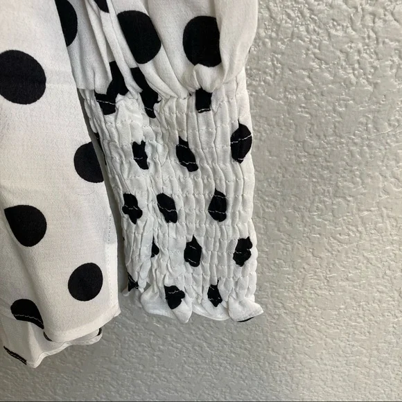 Sold Zara Woman Polka Dot Smocked Blouse NWT Size S - Picture 3 of 7